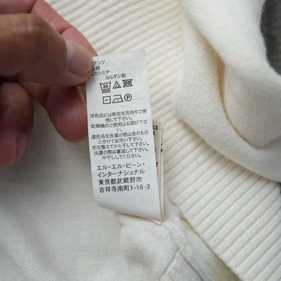 L.L. Bean Sweater Women Cotton Cashmere Pull Over White Long Sleeve Large - Picture 12 of 13